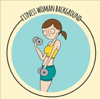 卡通女子减肥健身健美插图
