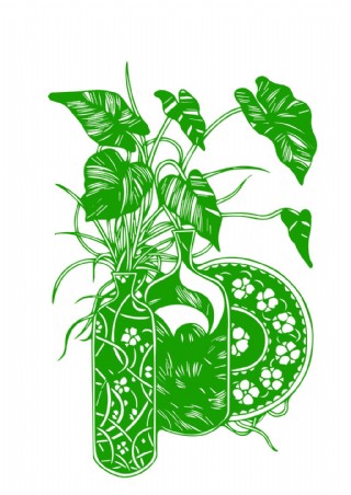 线描绿萝