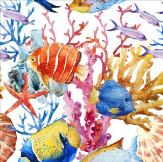 海洋公园水族馆四方连续底纹