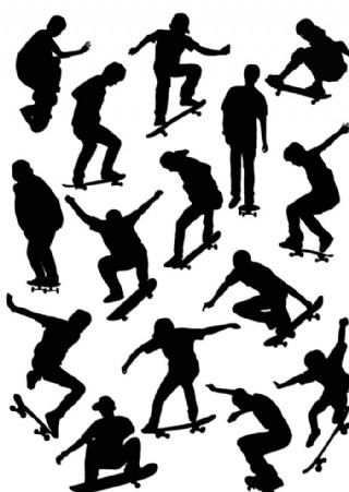 手绘涂鸦滑板元素集