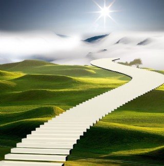 拱桥阶梯对称背景