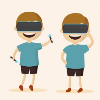 卡通戴vr虚拟现实眼镜