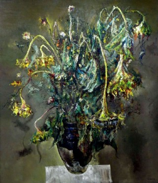 枯萎的葵花静物油画图片