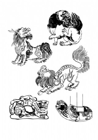 矢量 中国传统纹样 瑞兽 线条