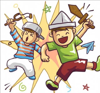 卡通儿童节顽皮的孩子