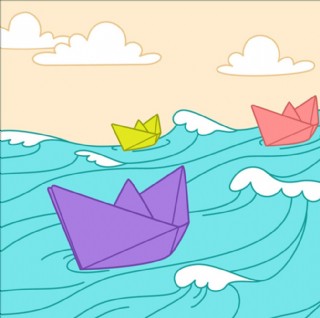 卡通彩色折纸船