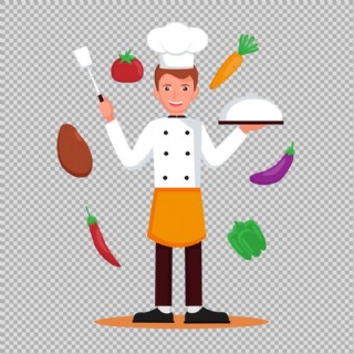 创意厨师人物插图免抠png透明图层素材