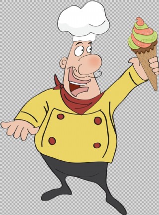 卡通烹饪菜肴的女厨师