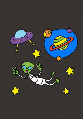 卡通外星人ufo矢量图下载