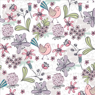 植物花卉花鸟四方连续矢量图下载