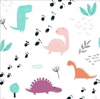 卡通恐龙树叶脚印