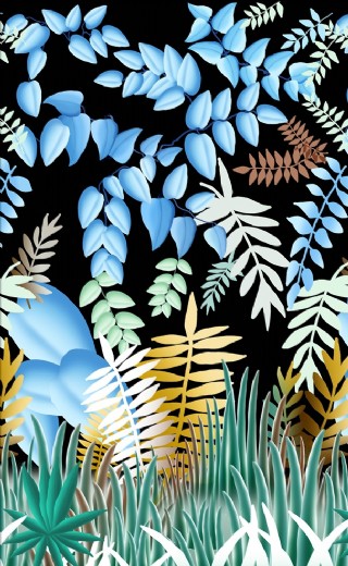 热带植物草丛二方连续底纹