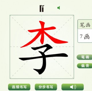 中国汉字李字笔画教学动画视频