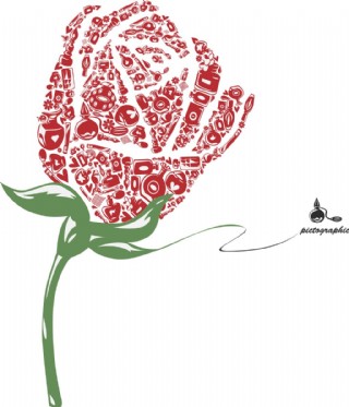 时尚创意玫瑰花插画