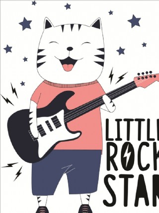 卡通猫摇滚明星矢量图下载